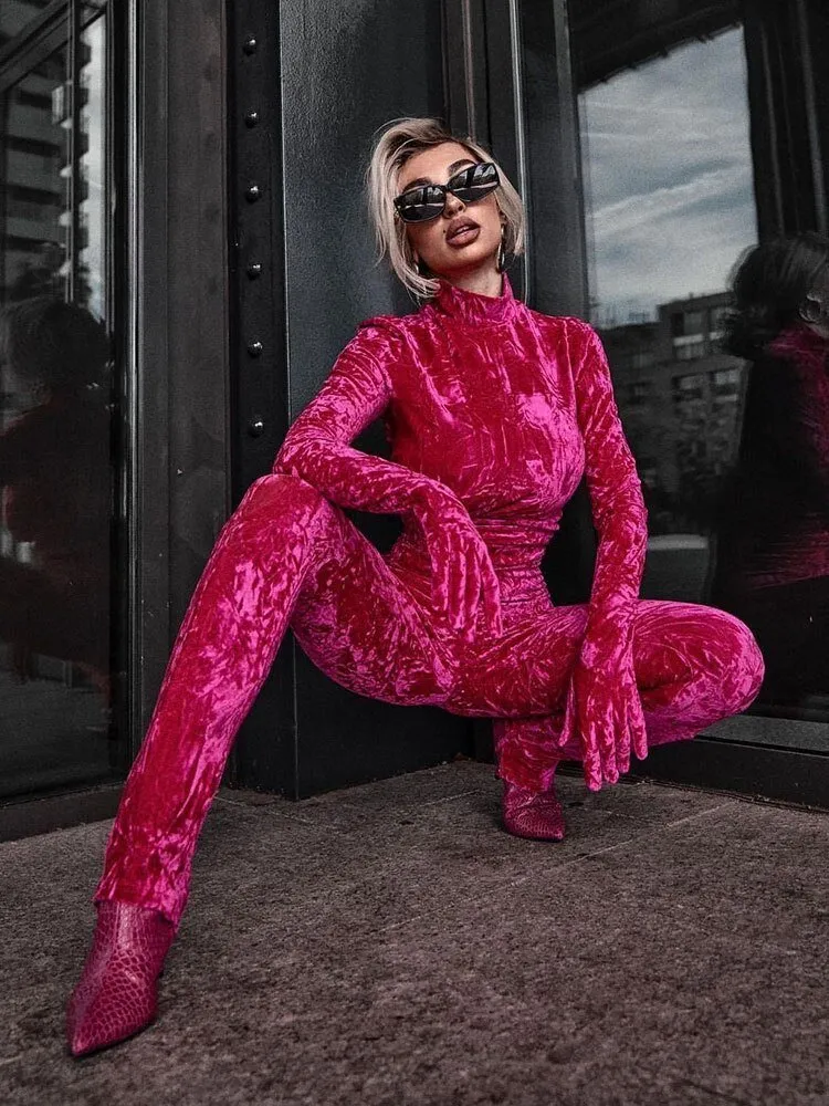 Velvet Bodycon Jumpsuit
