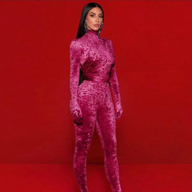 Velvet Bodycon Jumpsuit