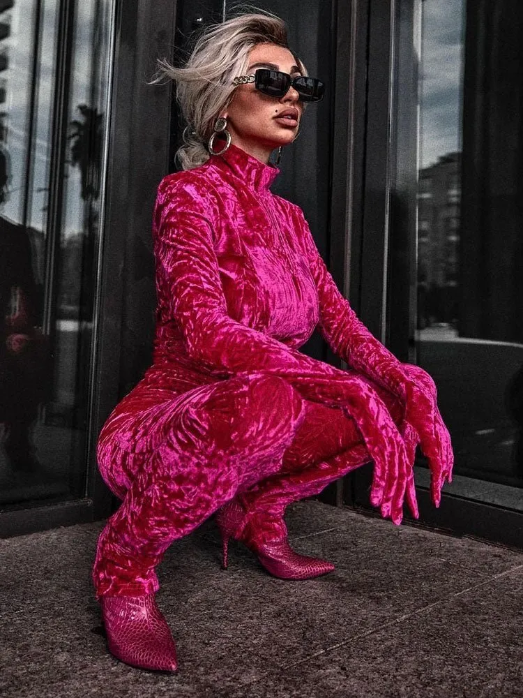 Velvet Bodycon Jumpsuit