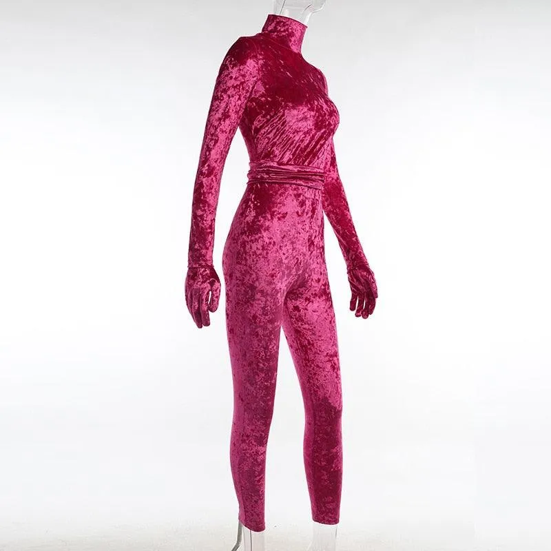 Velvet Bodycon Jumpsuit