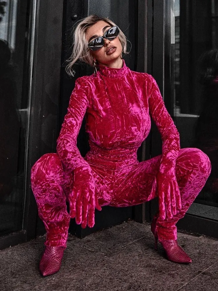 Velvet Bodycon Jumpsuit