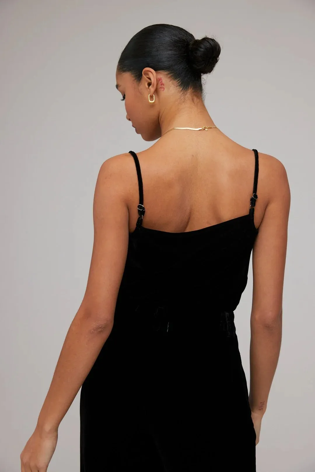 Velvet Cowl Neck Camisole in Black
