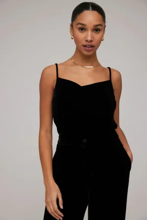 Velvet Cowl Neck Camisole in Black