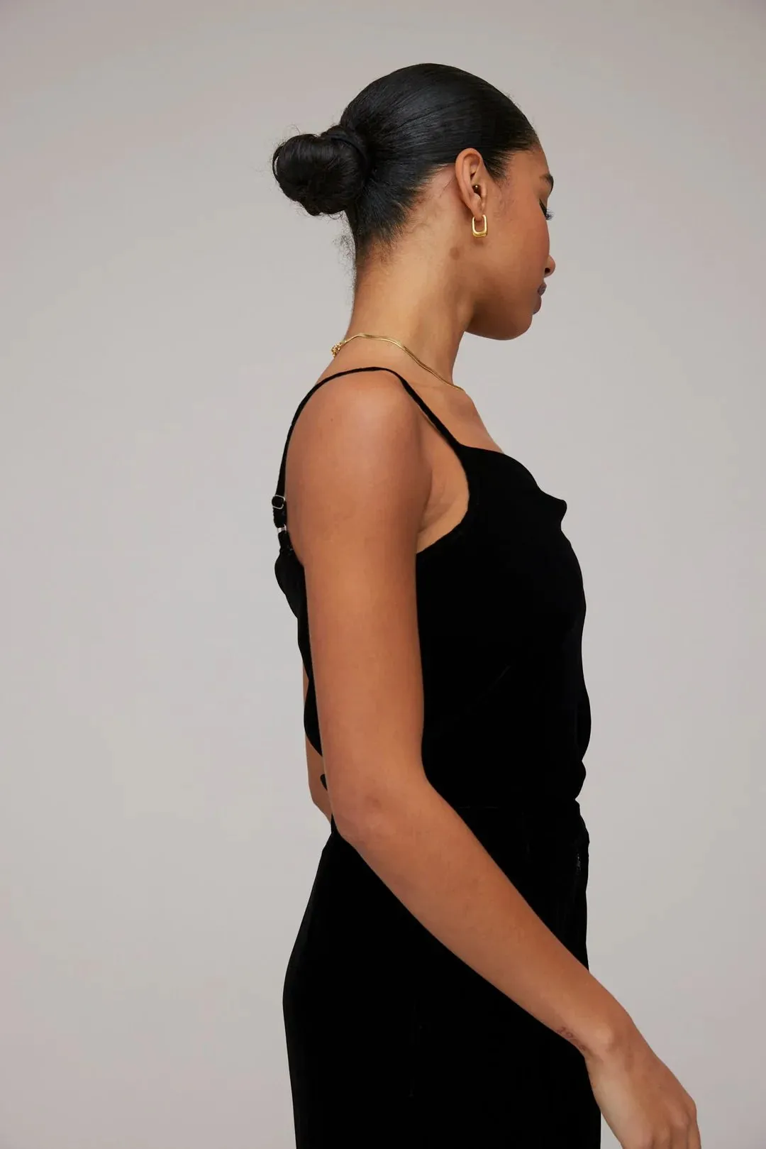 Velvet Cowl Neck Camisole in Black