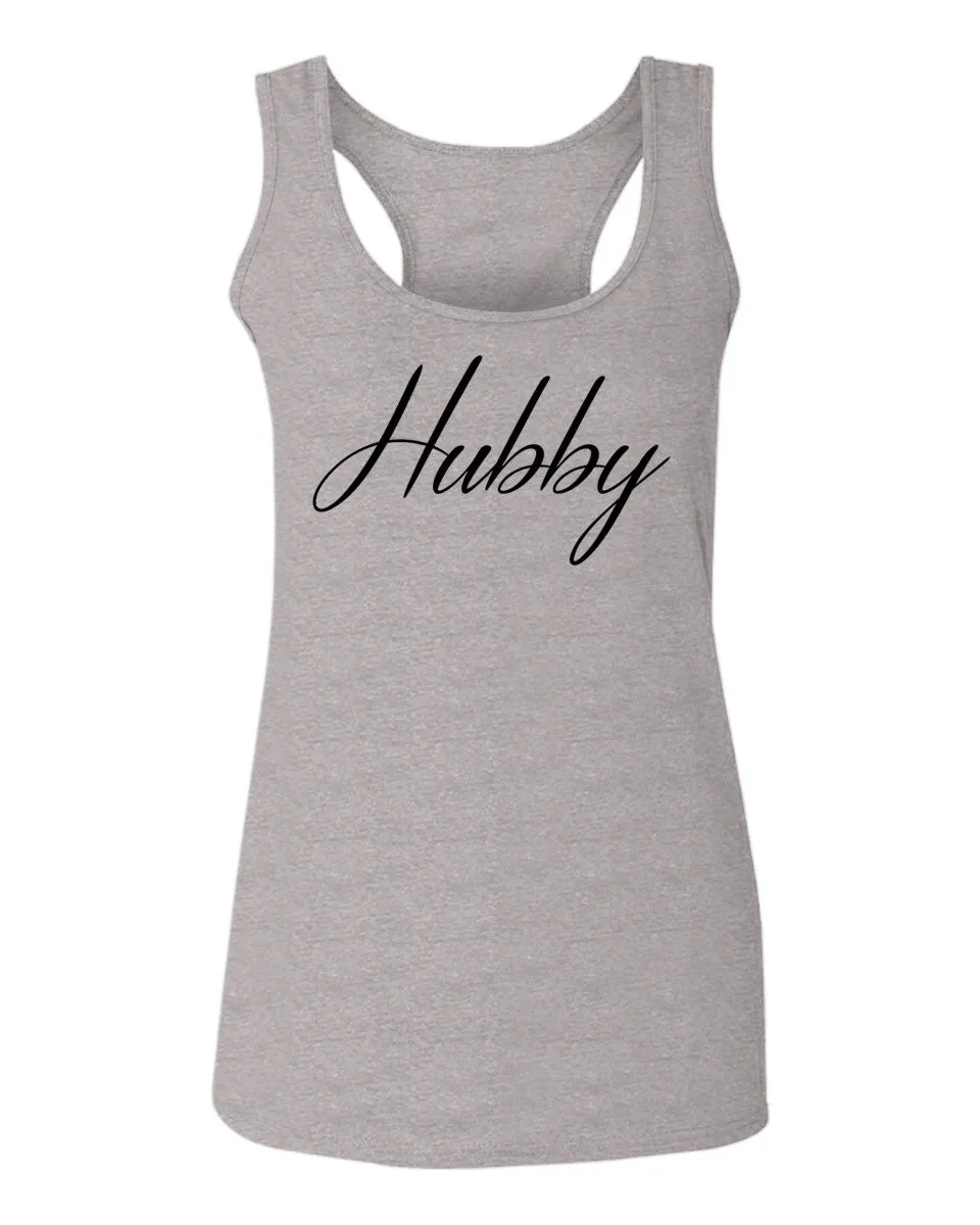 VICES AND VIRTUESS Letter Printed Hubby Couple Wedding Wifey Matching Groom  women's Tank Top sleeveless Racerback