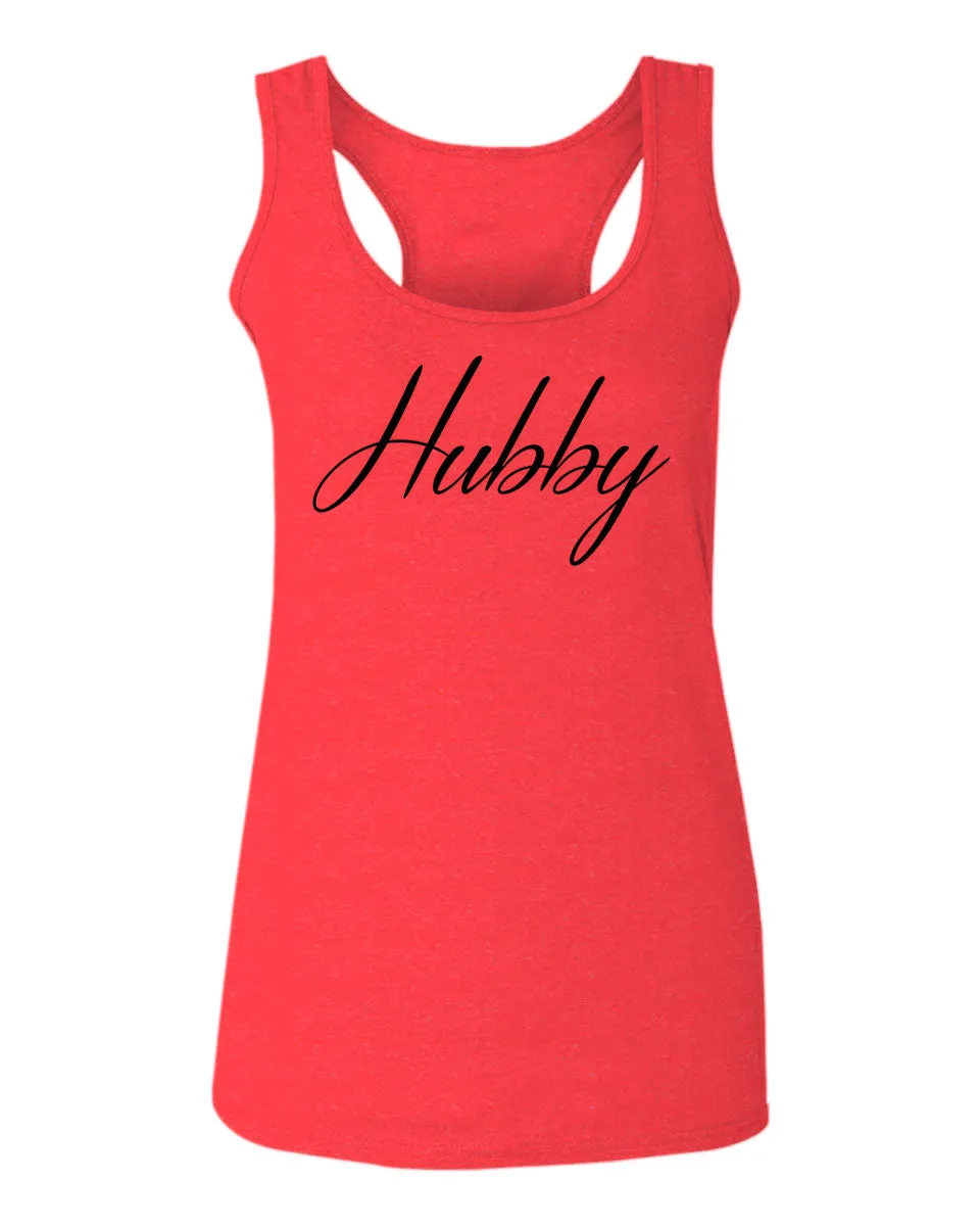 VICES AND VIRTUESS Letter Printed Hubby Couple Wedding Wifey Matching Groom  women's Tank Top sleeveless Racerback