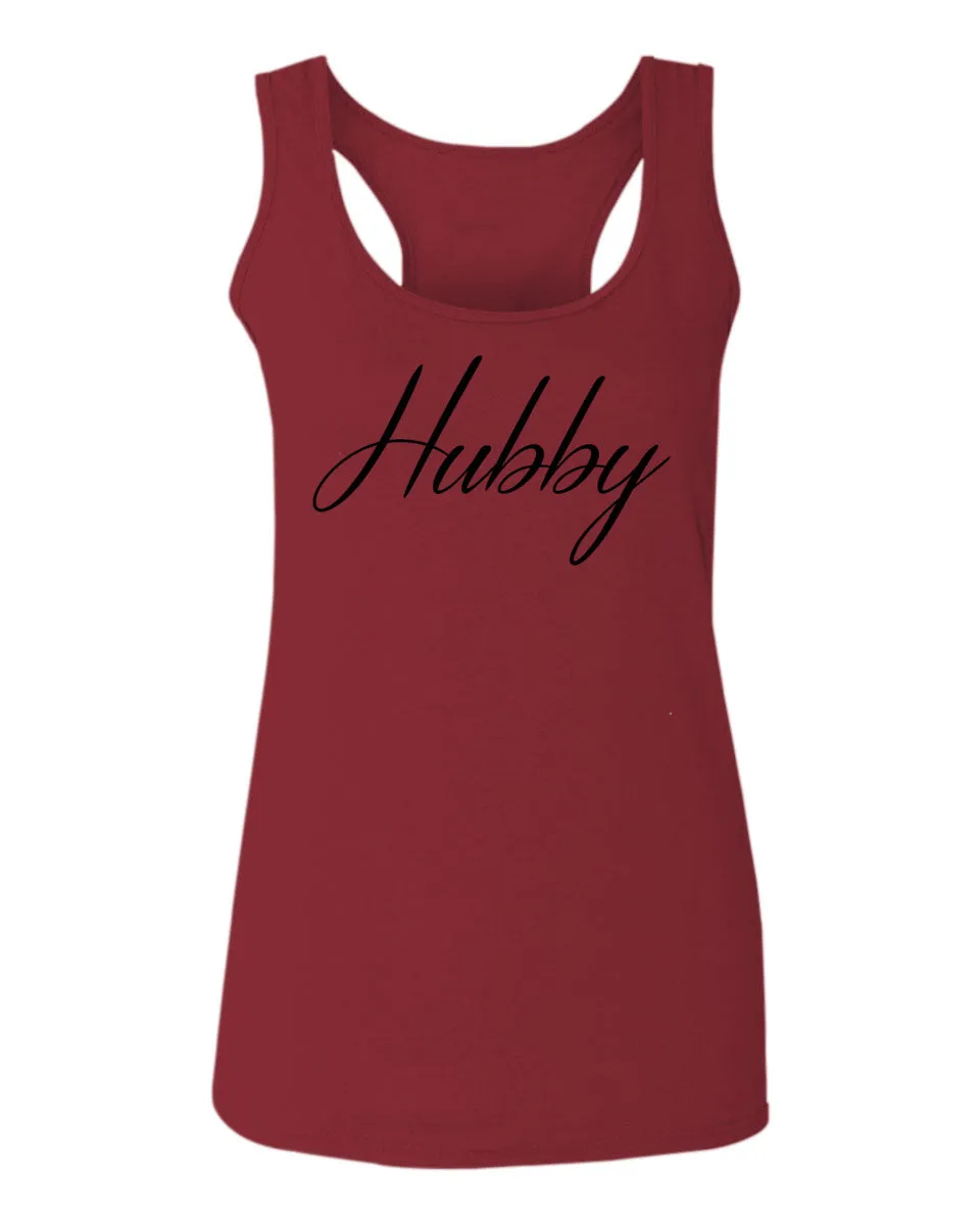 VICES AND VIRTUESS Letter Printed Hubby Couple Wedding Wifey Matching Groom  women's Tank Top sleeveless Racerback