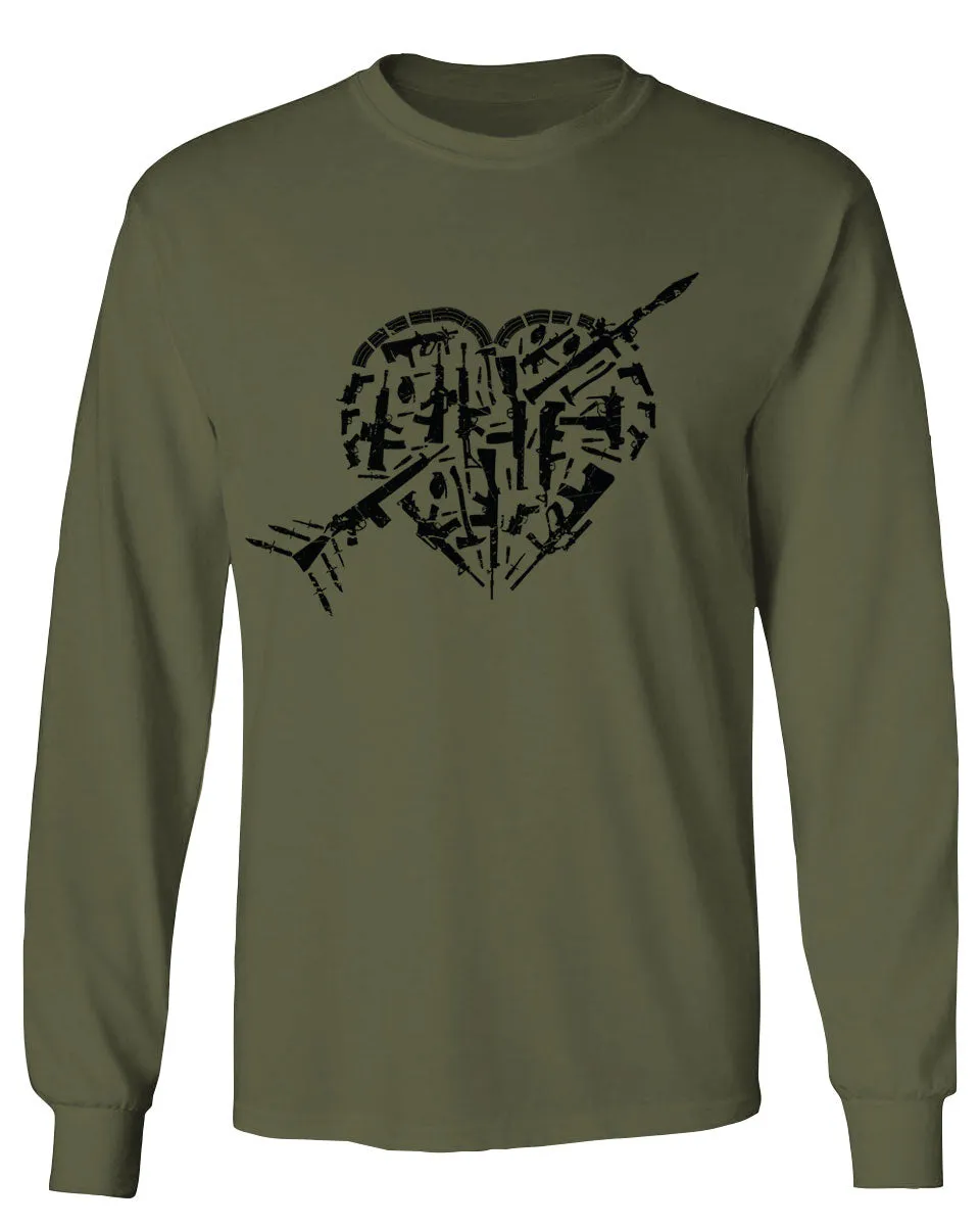 VICES AND VIRTUESS Second Amendment American Gun Rights arms Weapon Heart USA mens Long sleeve t shirt
