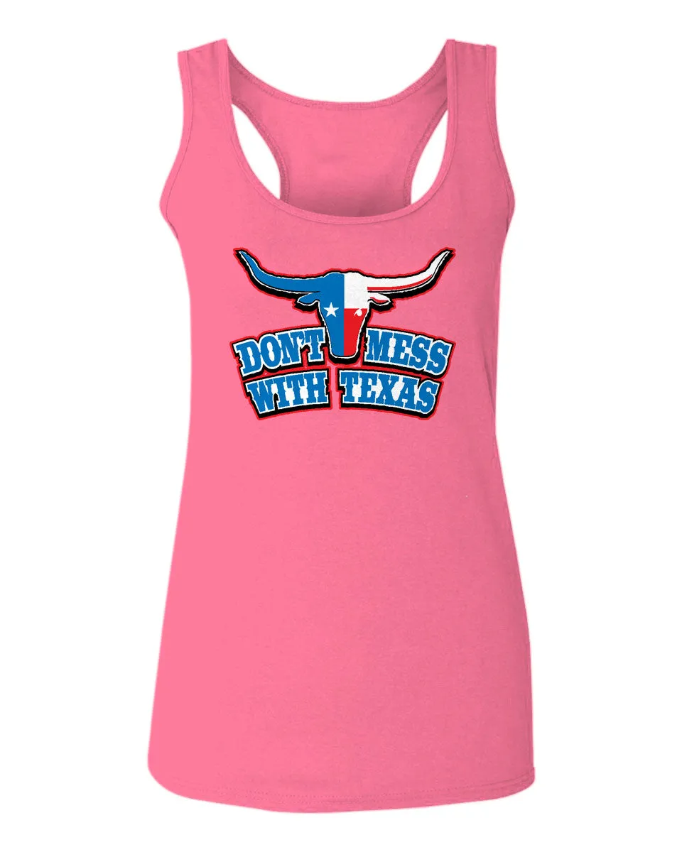 VICES AND VIRTUESS Texas State Flag Don't Mess with Texas Bull Lone Star  women's Tank Top sleeveless Racerback