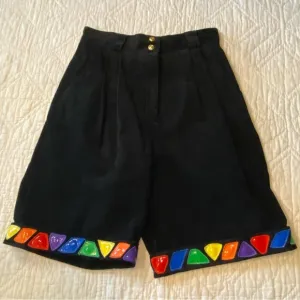 Vintage 80s 90s Cedars Black Suede Leather Trouser Shorts Color Accent 27”