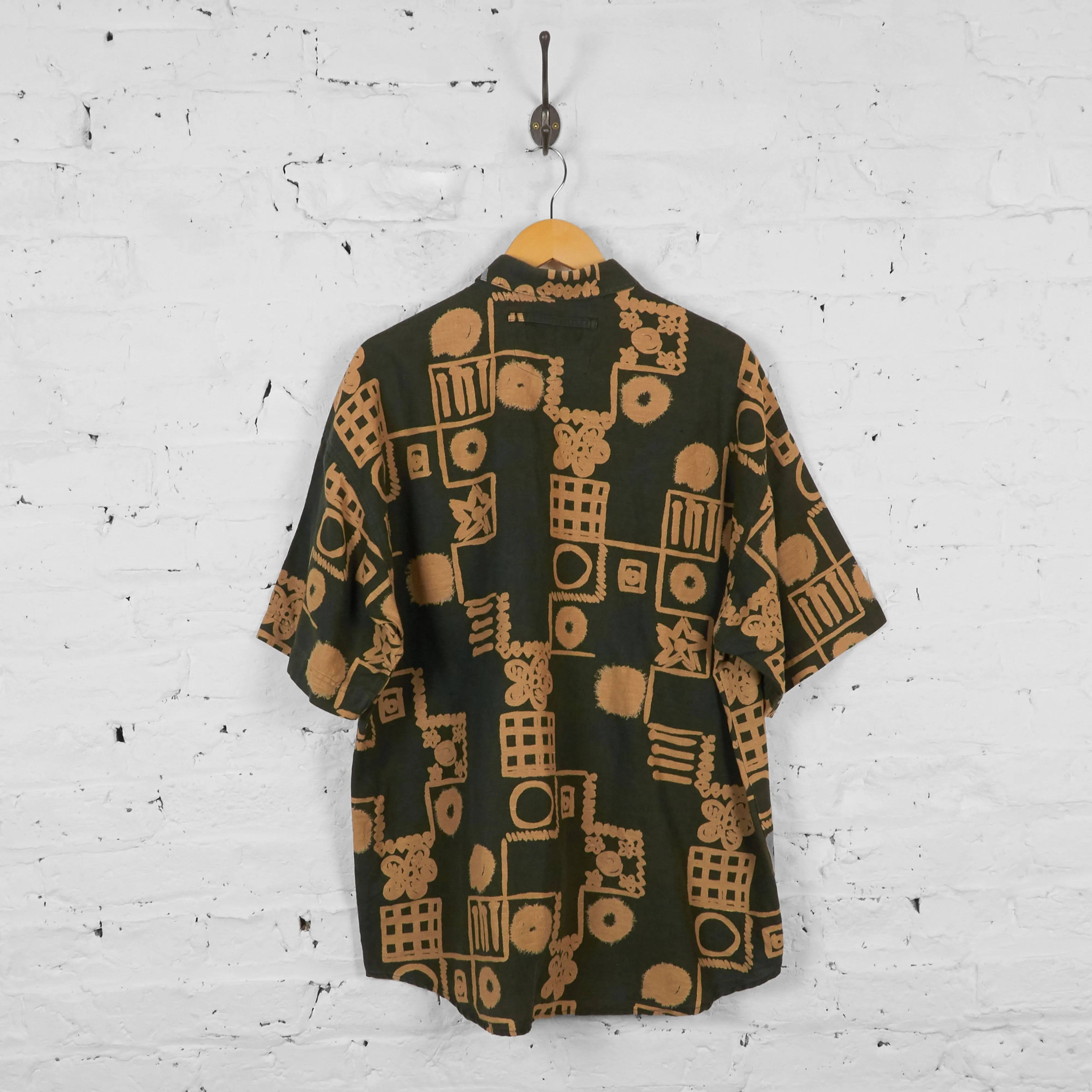 Vintage Abstract Party Shirt - Brown - XL