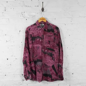 Vintage Abstract Pattern Shirt - Purple/Black - L