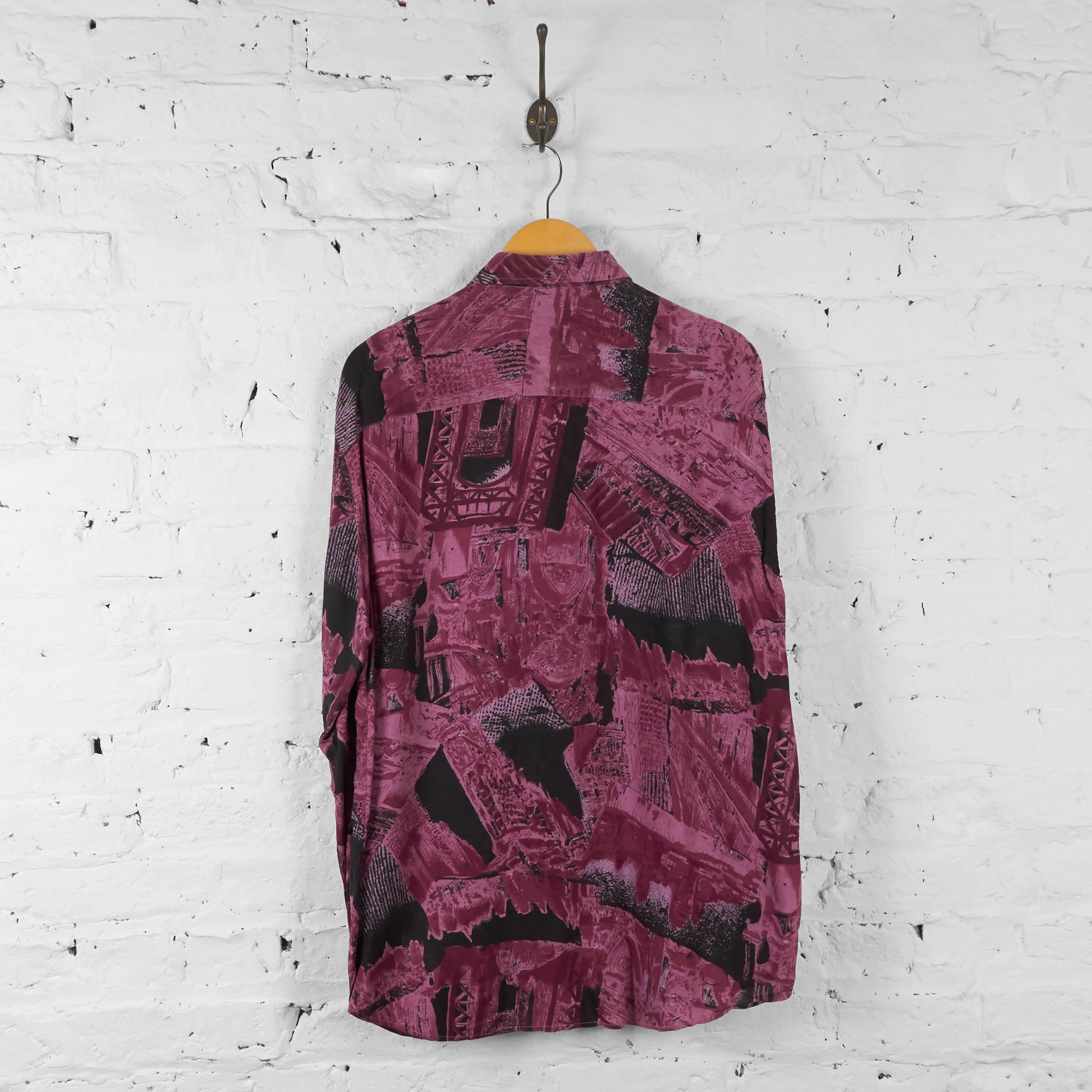 Vintage Abstract Pattern Shirt - Purple/Black - L