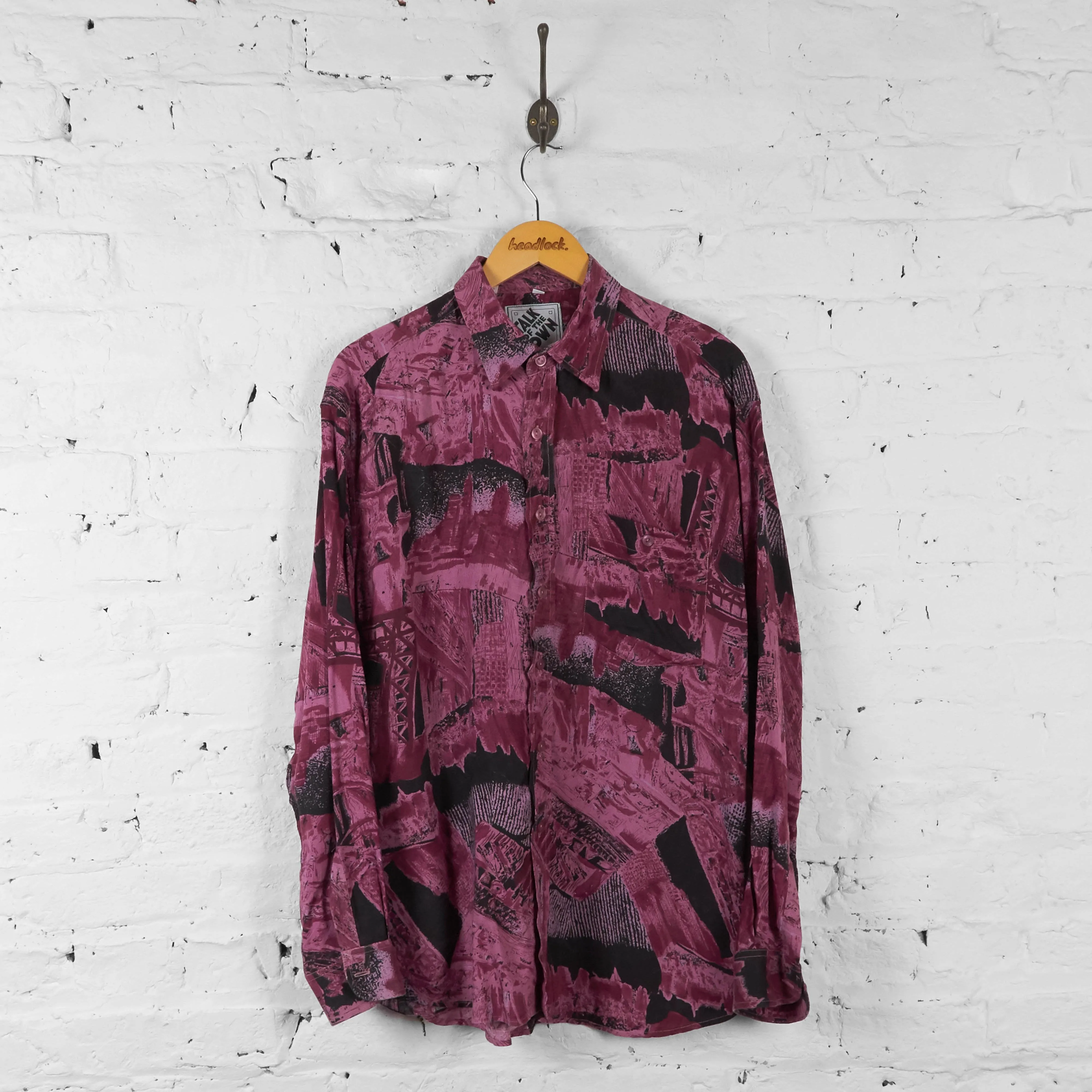 Vintage Abstract Pattern Shirt - Purple/Black - L