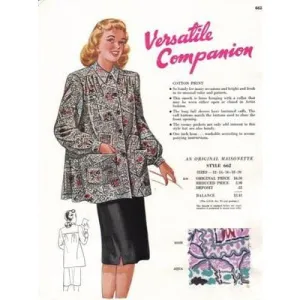 Vintage Maisonette Fabric Swatch 1940s 8x11 662