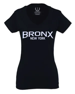 Vintage New York Bronx NYC Cool Hipster Street wear For Women V neck fitted T Shirt