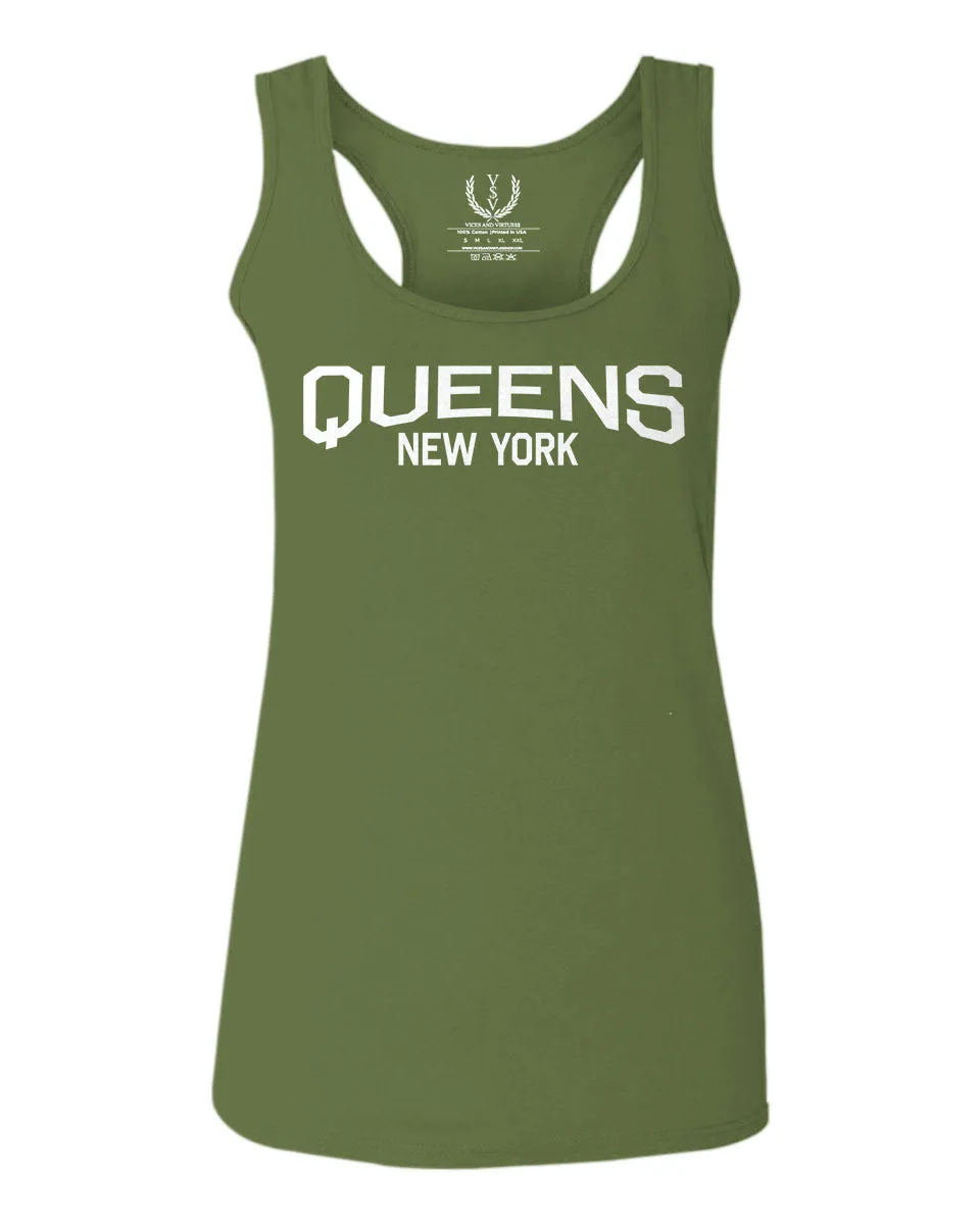 Vintage New York Queens NYC Cool Hipster Street wear  women's Tank Top sleeveless Racerback