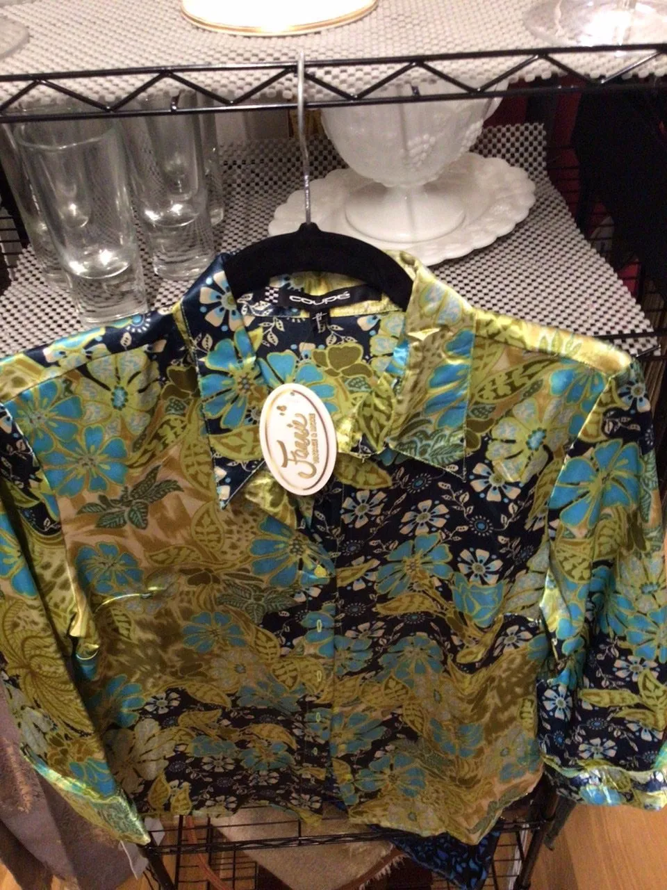 VINTAGE STYLE SATIN BLOUSE, size 12  #651