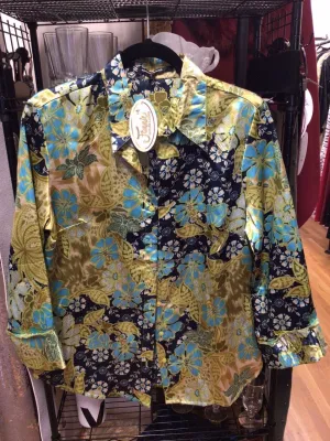 VINTAGE STYLE SATIN BLOUSE, size 12  #651