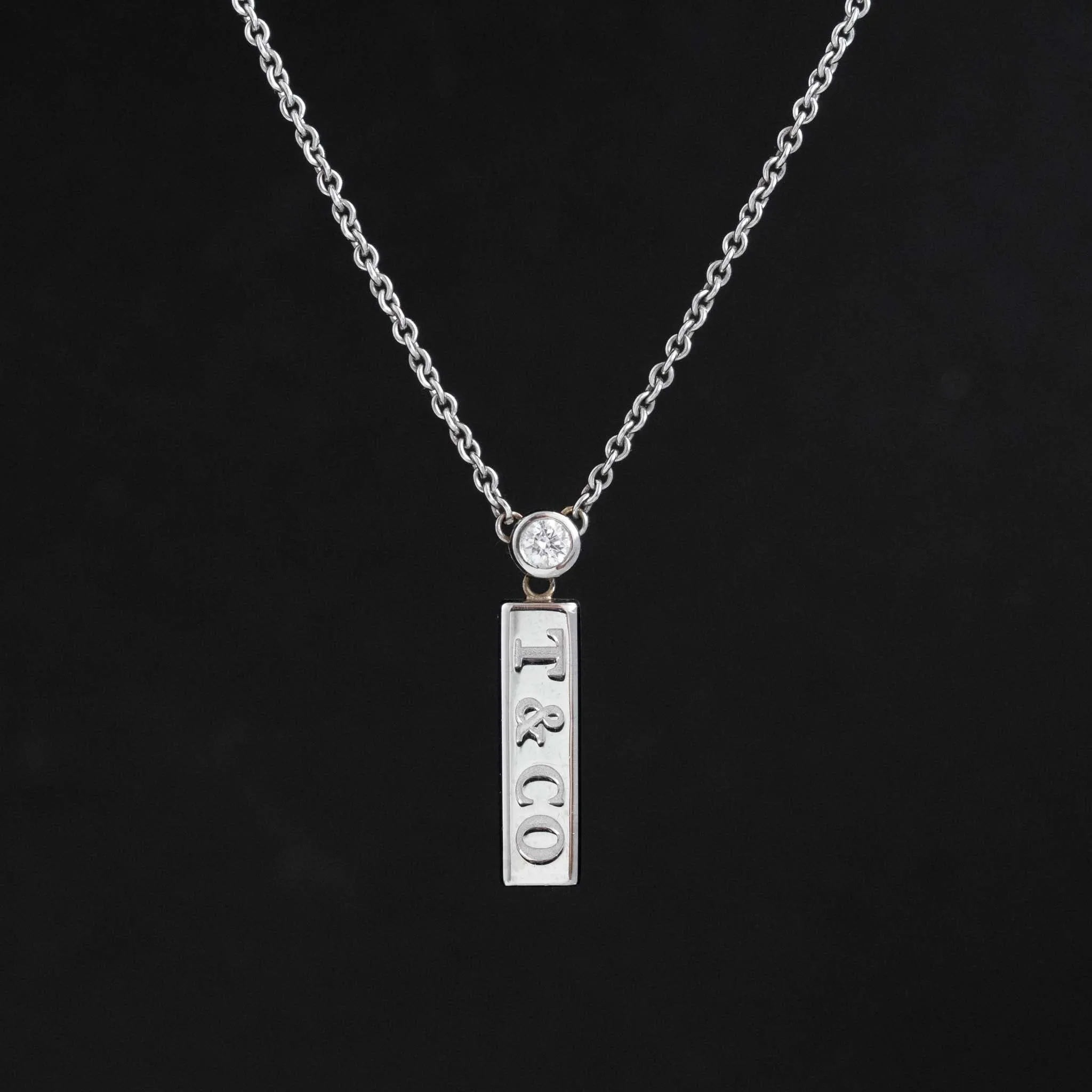 Vintage White Gold Bar Pendant by Tiffany & Co.