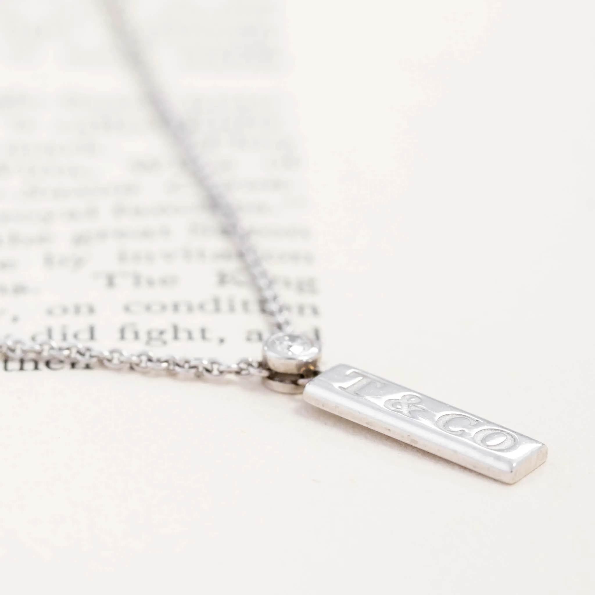 Vintage White Gold Bar Pendant by Tiffany & Co.