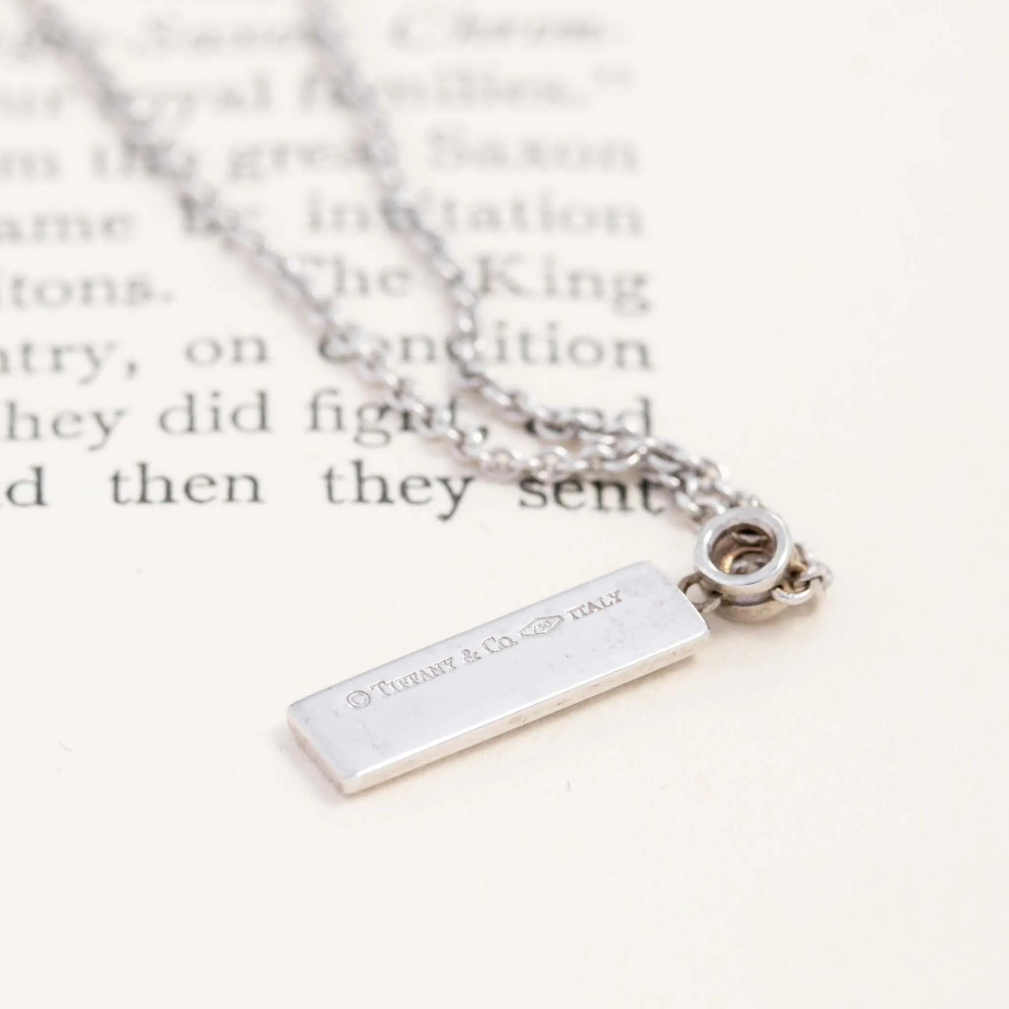 Vintage White Gold Bar Pendant by Tiffany & Co.