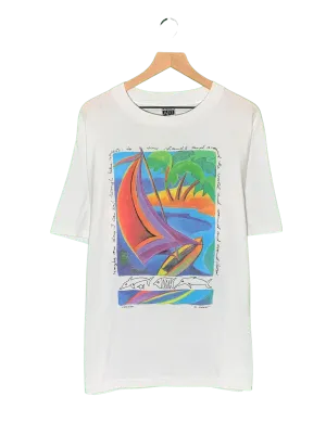 VTG Pastel Sailboat Art Tee  (L)