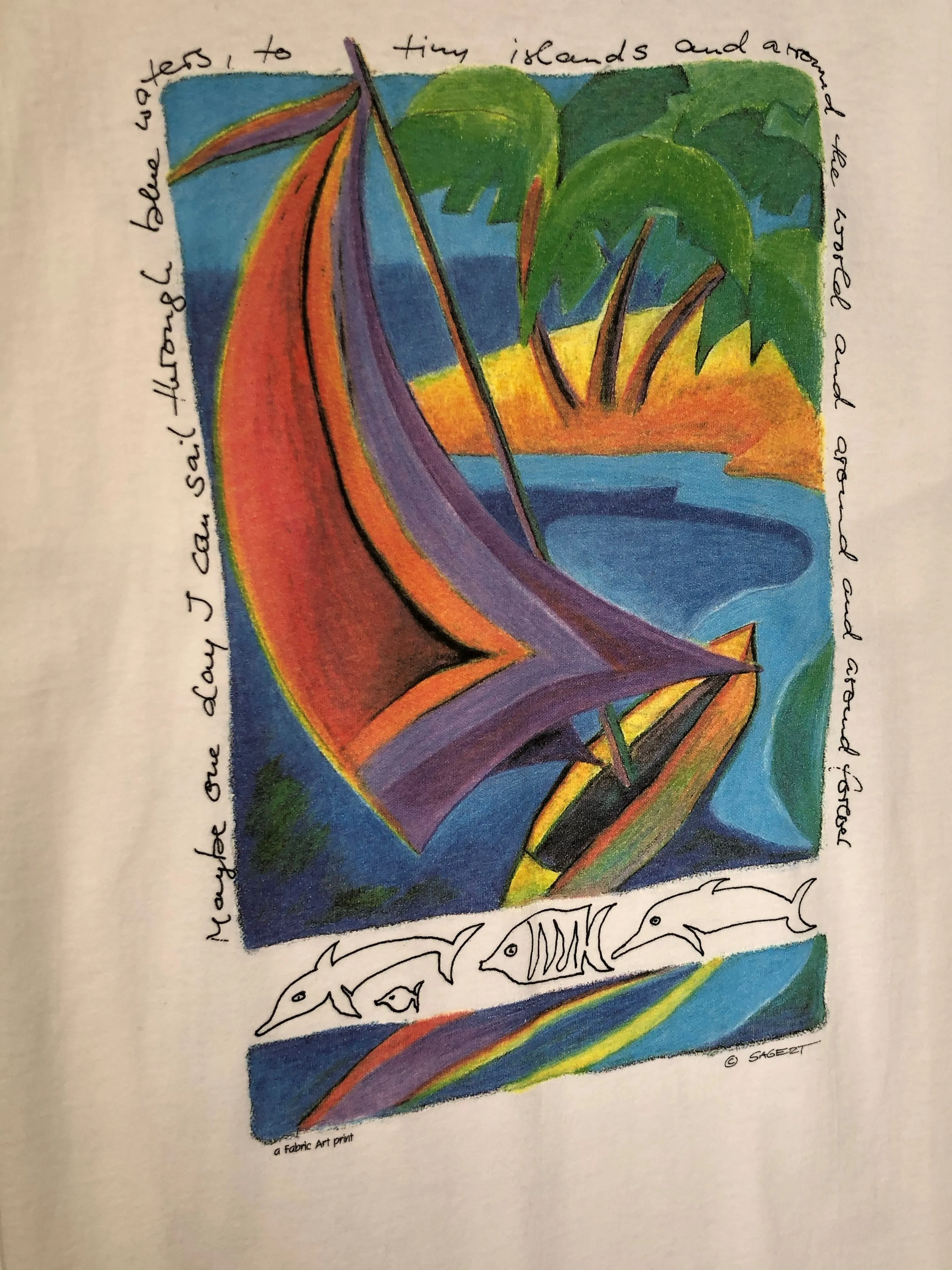 VTG Pastel Sailboat Art Tee  (L)