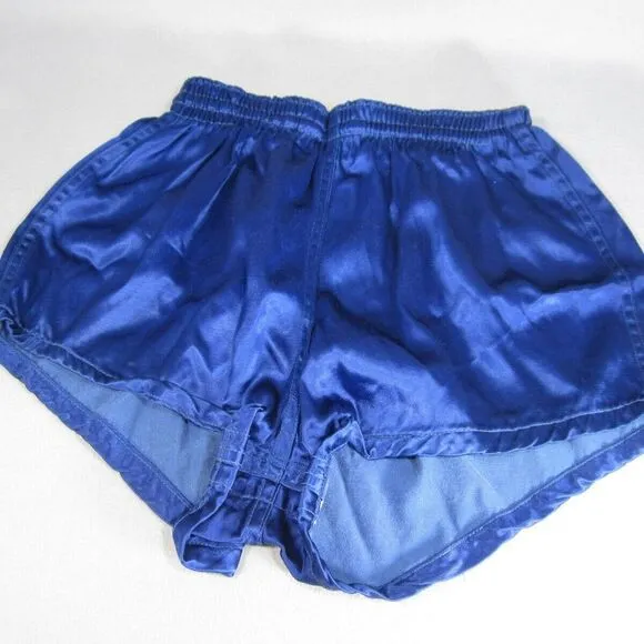 Vtg Skinner Basketball Shorts Womens XS Royal Blue Satin Silky Elastic Waist 70s