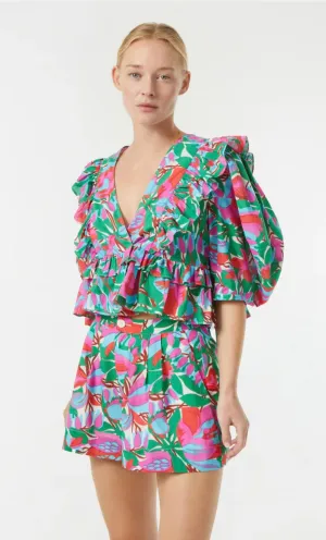 Walker Short in White Fleur Tropicale