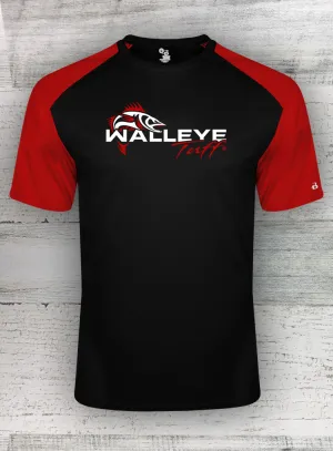 Walleye Tuff - Sport Series - Adult Men's Badger - Red Black - Break Out Short Sleeve T-Shirt