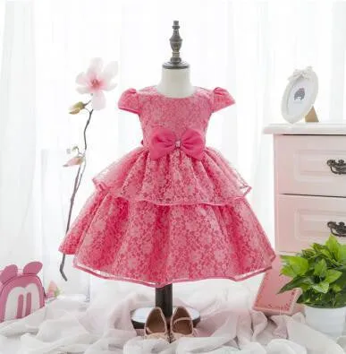 Wedding dress baby girls party dresses ball grwn layed dresses for kids beautiful Flower girl