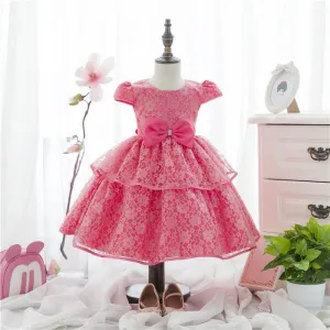 Wedding dress baby girls party dresses ball grwn layed dresses for kids beautiful Flower girl