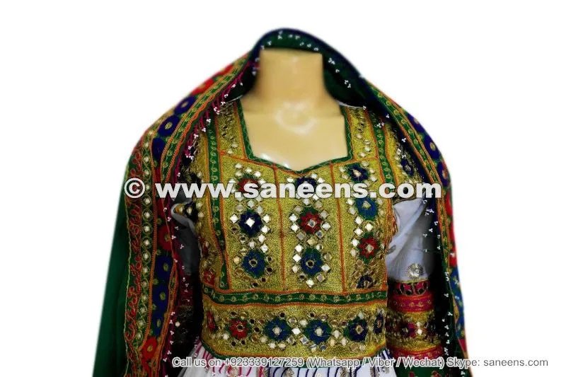 White Color Afghan Persian Dress Frock