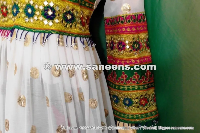 White Color Afghan Persian Dress Frock