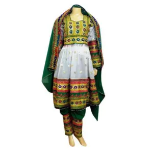 White Color Afghan Persian Dress Frock