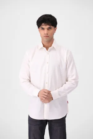 White Textured Casual Shirt