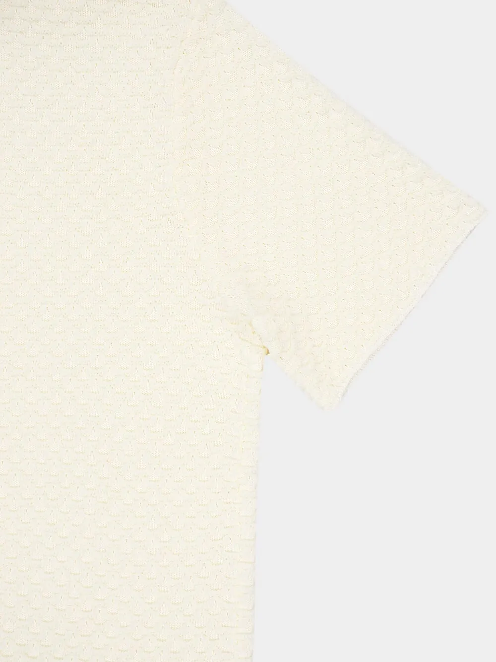 White Textured Knitted Shirt