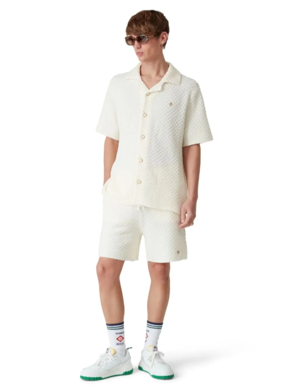 White Textured Knitted Shirt