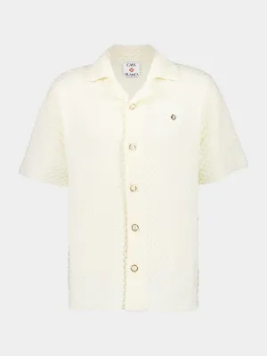 White Textured Knitted Shirt