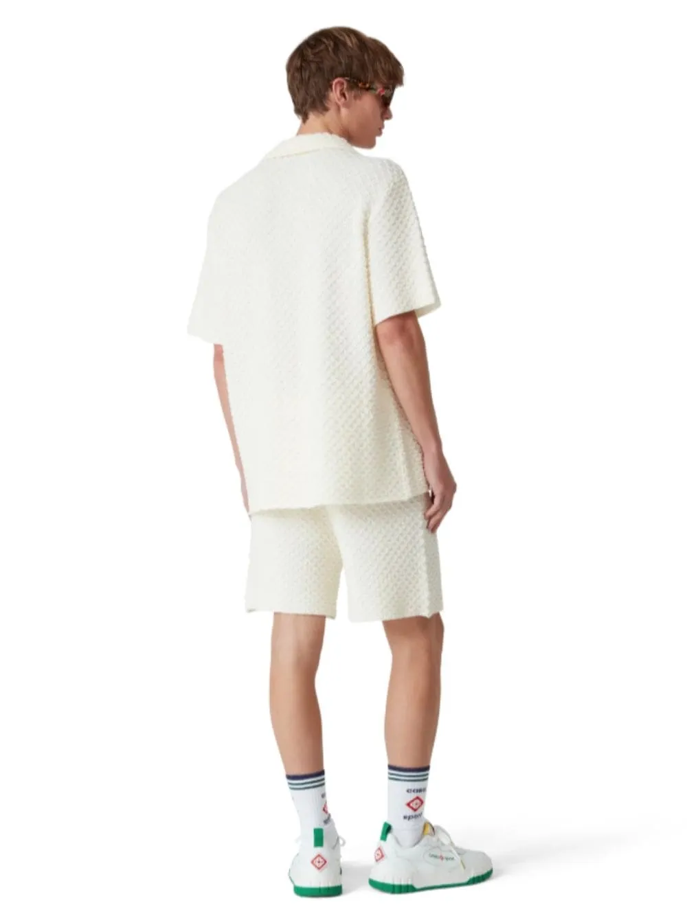 White Textured Knitted Shirt
