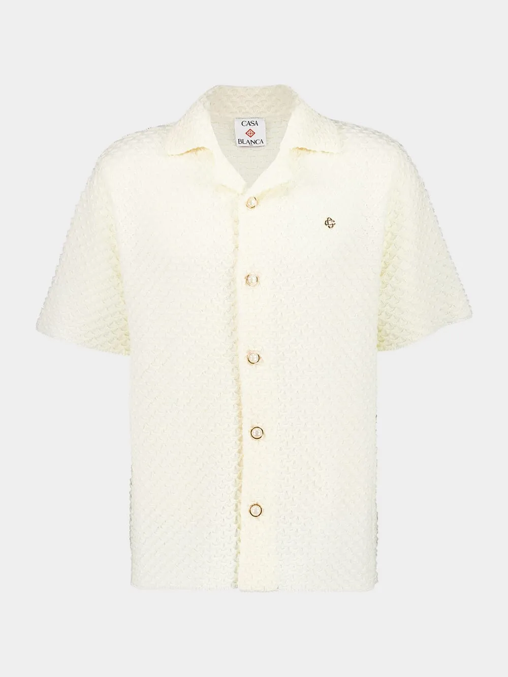 White Textured Knitted Shirt