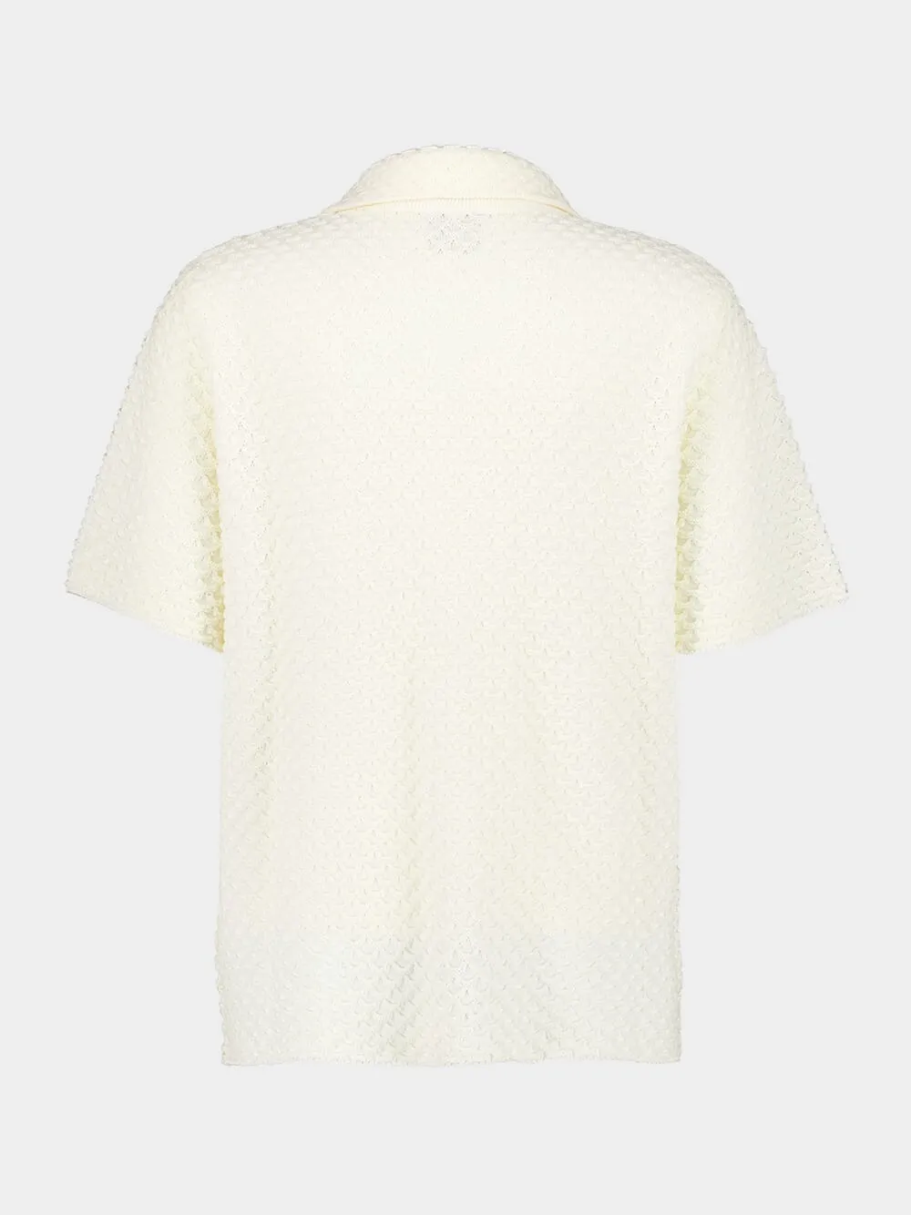 White Textured Knitted Shirt