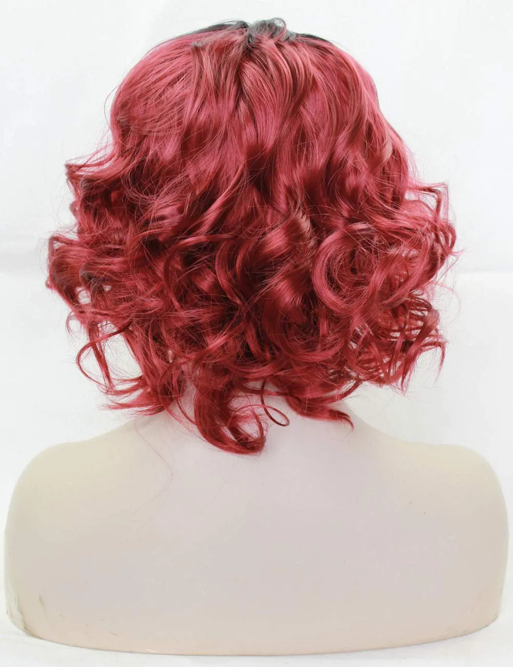 Wine Red Ombre Wig with Dark Roots | Synthetic Burgundy Side Part Bob | One Available | Top Quality Heat Resistant Fiber | Human Hair Feel