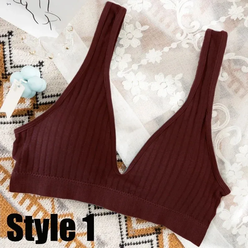 Women Seamless Sports Crop Top Sexy Bra Female Tube Tops Deep V Sexy Women's Underwear Bralette Sleeveless Camis Bandeau Top