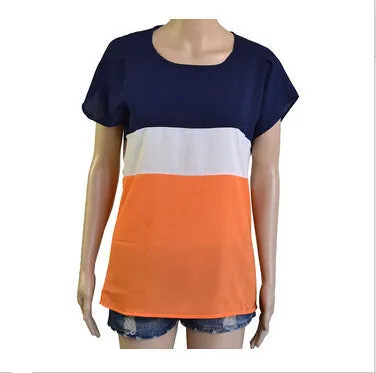 Women Shirts Fashion T-Shirts Ladies Shirts Red Green Stripe Color Lady Short Sleeve Plus Loose Size Tops T Shirts