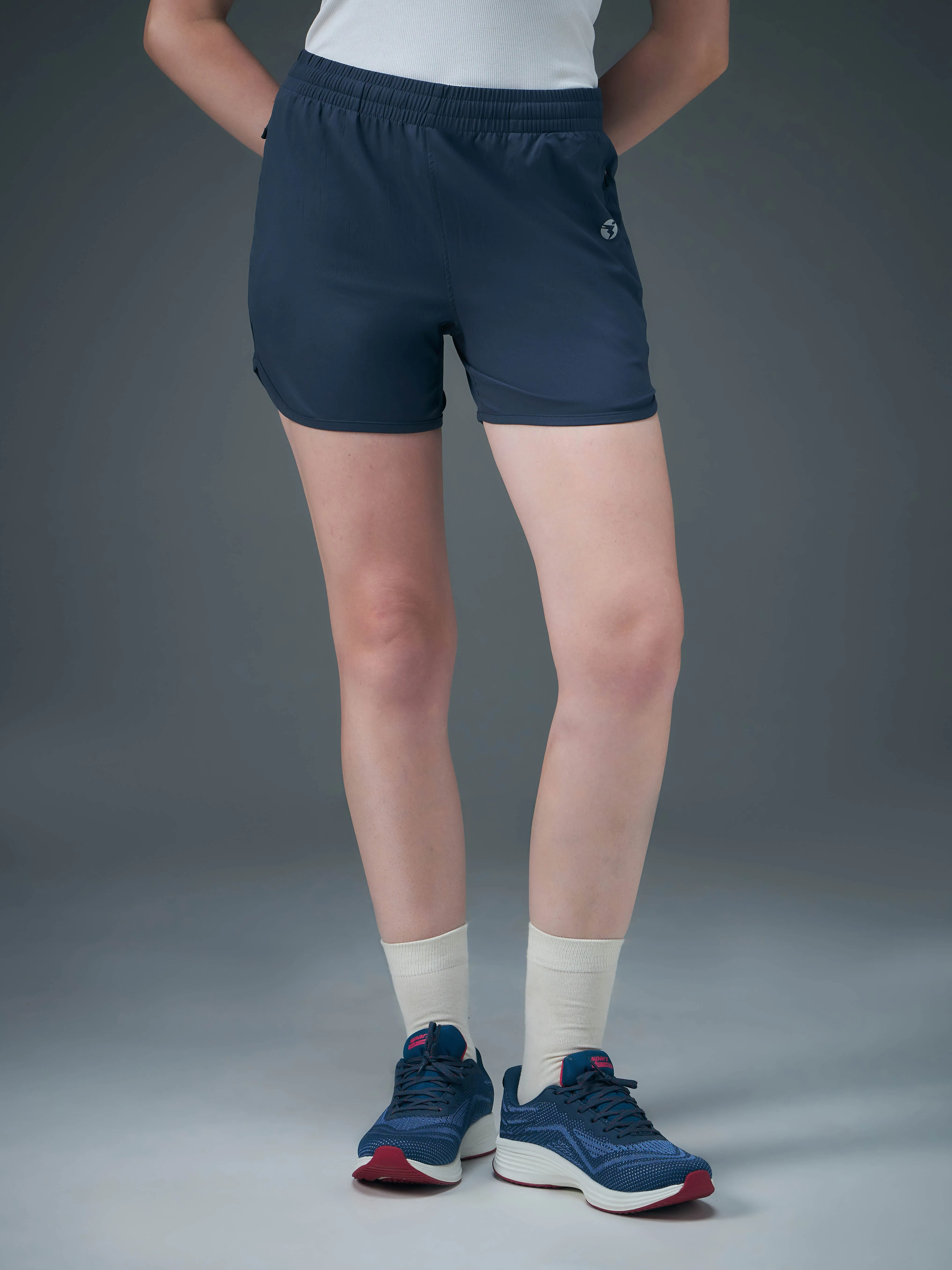 Women Solid Regular Fit Shorts with TS FLEXI