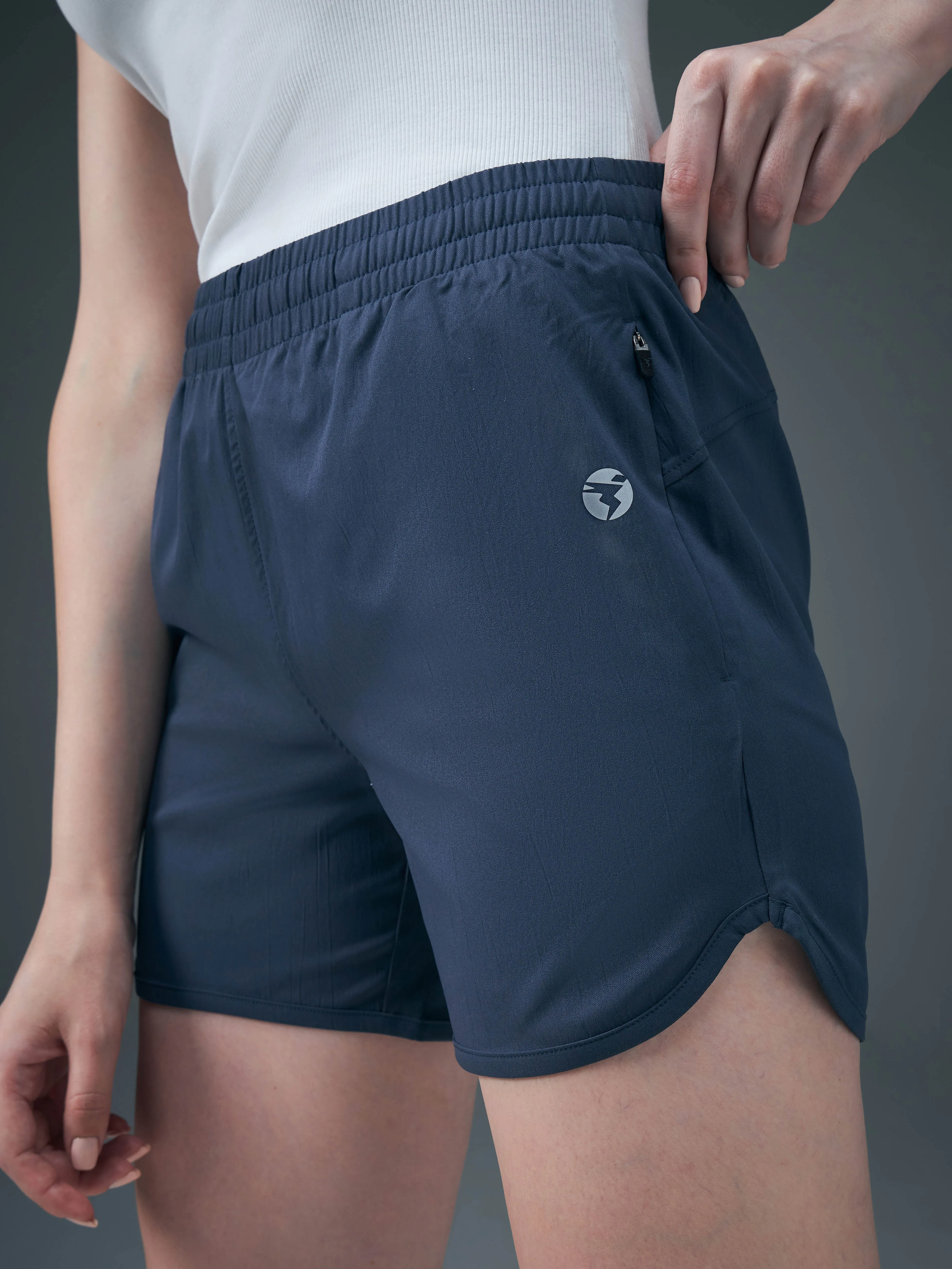 Women Solid Regular Fit Shorts with TS FLEXI