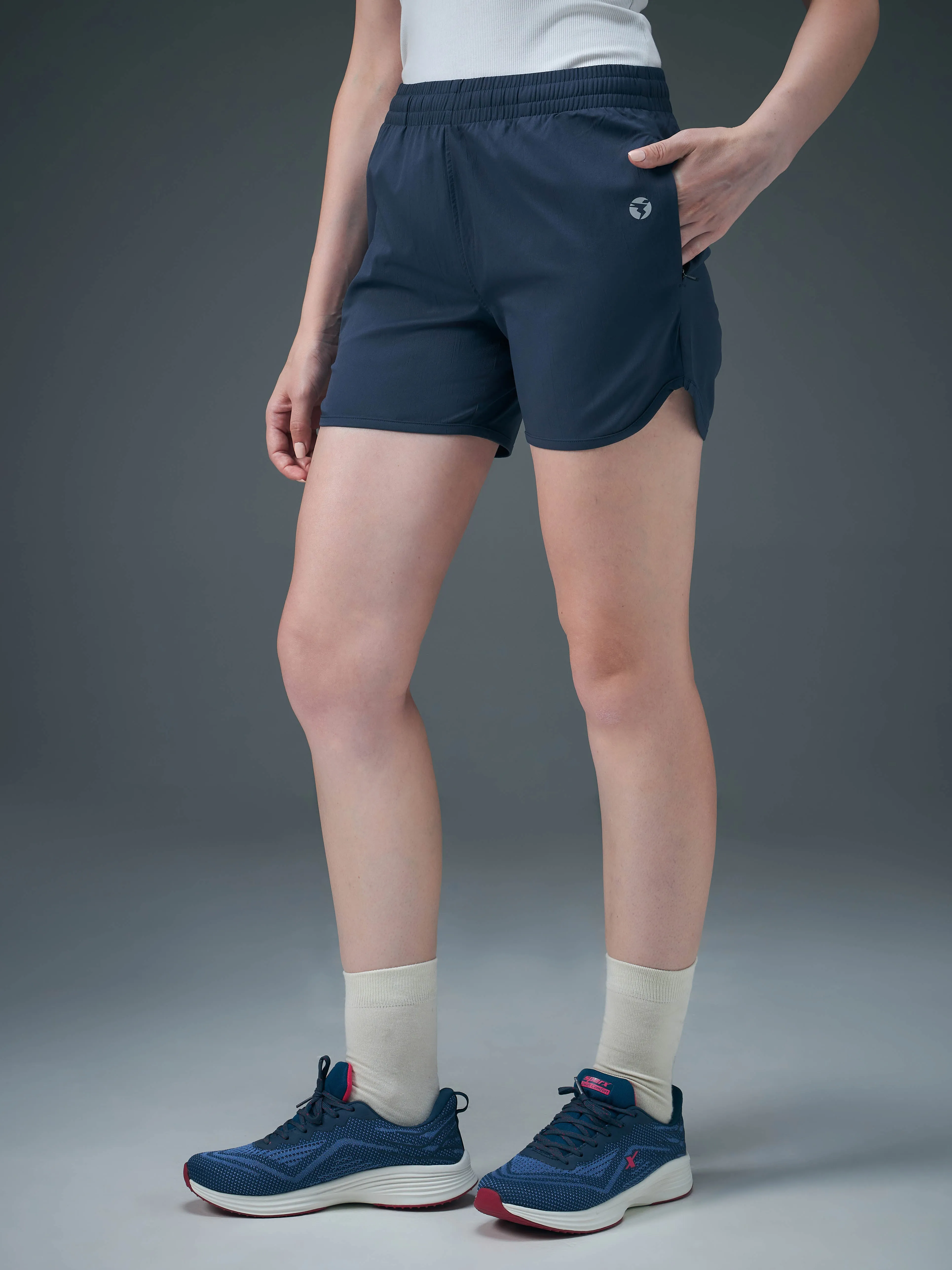 Women Solid Regular Fit Shorts with TS FLEXI
