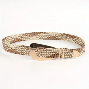 Women's Braided Belt with Metal Buckle in PP Grass & Polyester